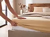 Fitted Sheet JANBU 160 x 200 cm Cotton Beige