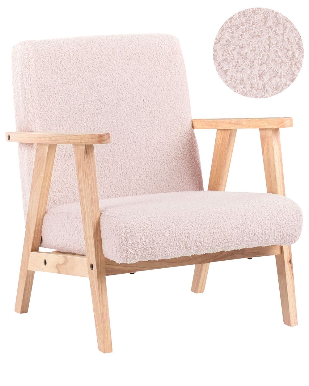 Kids Armchair LINDE Boucle Pastel Pink