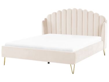 Sametová postel 180 x 200 cm béžová AMBILLOU