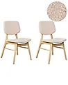 Set of 2 Dining Chairs ELAINE Boucle Light Brown/ Beige