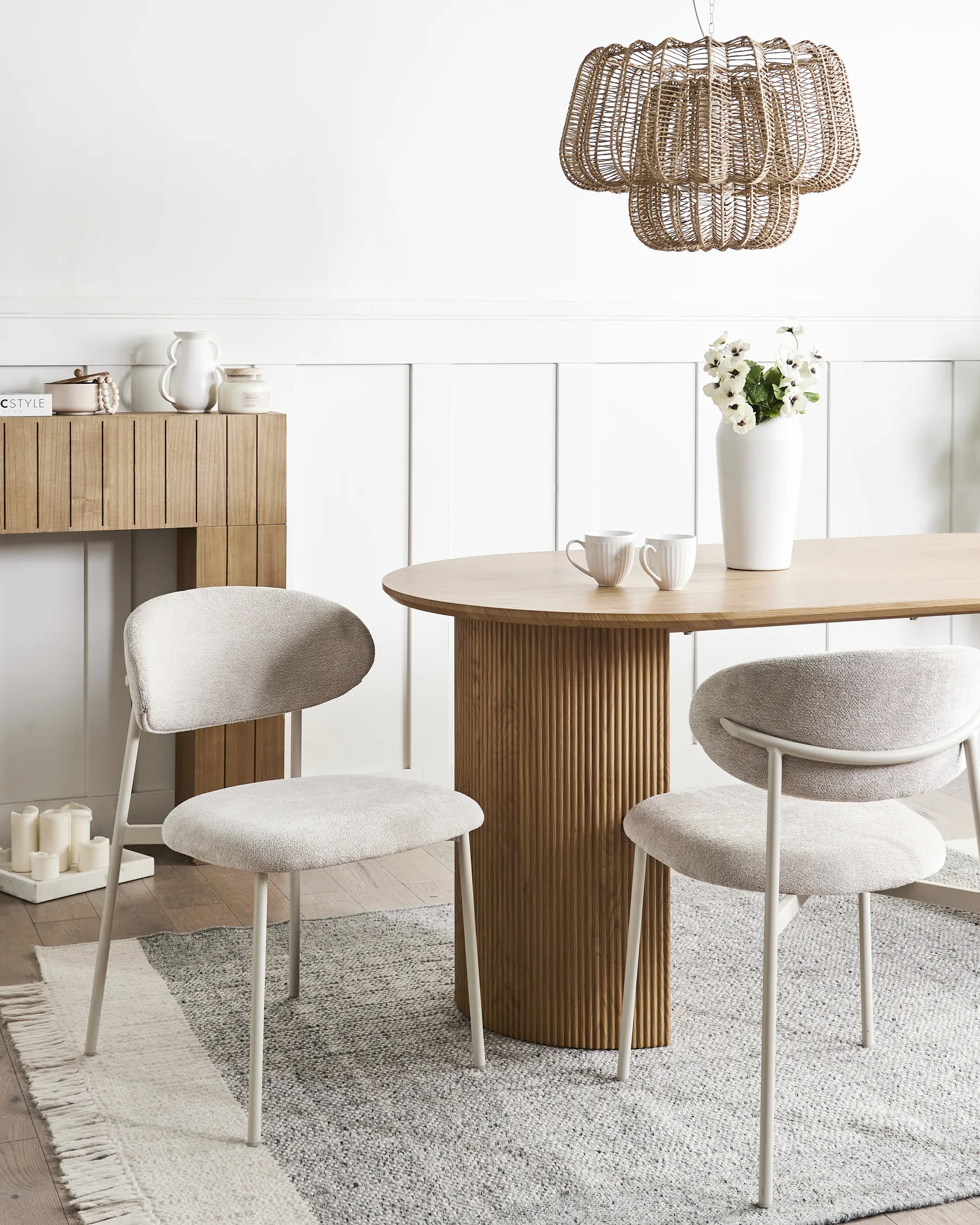 Set di 2 sedie da pranzo COWLEY Ciniglia Beige chiaro_968457