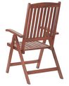 Set of 6 Acacia Garden Folding Chairs with Red Cushions TOSCANA_784183