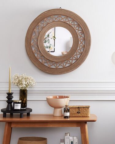 Round Bamboo Wall Mirror ø 62 cm Light Brown CACOMA