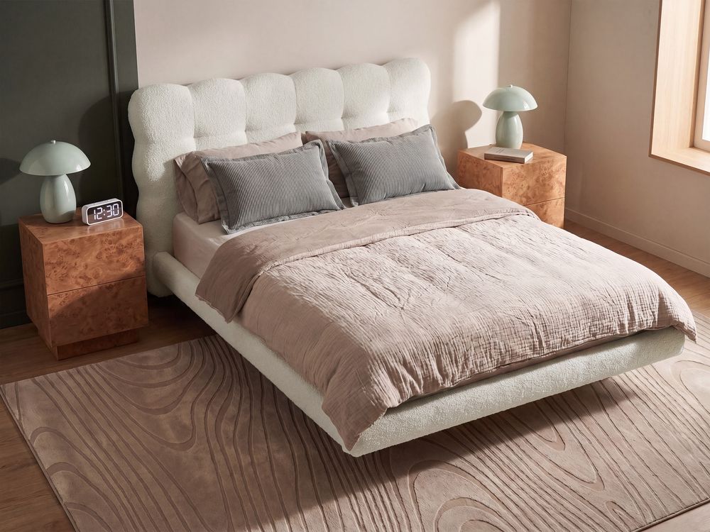 Bed Boucle SOULISSE 140 x 200 cm (EU Double) Off-White