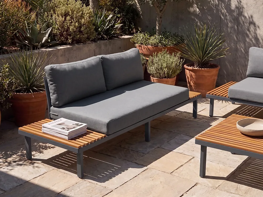 Garden Sofa 2 Seater FIVIZZANO Acacia Wood Dark Grey_1159491
