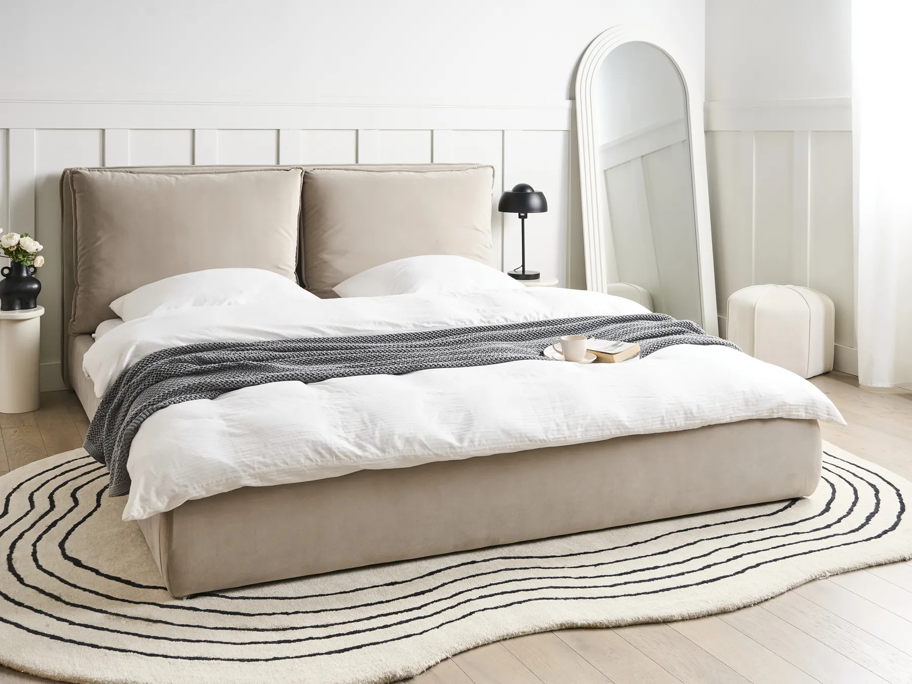 Waterbed Velvet BAJONNA 180 x 200 cm (EU Super King) Taupe_1010940