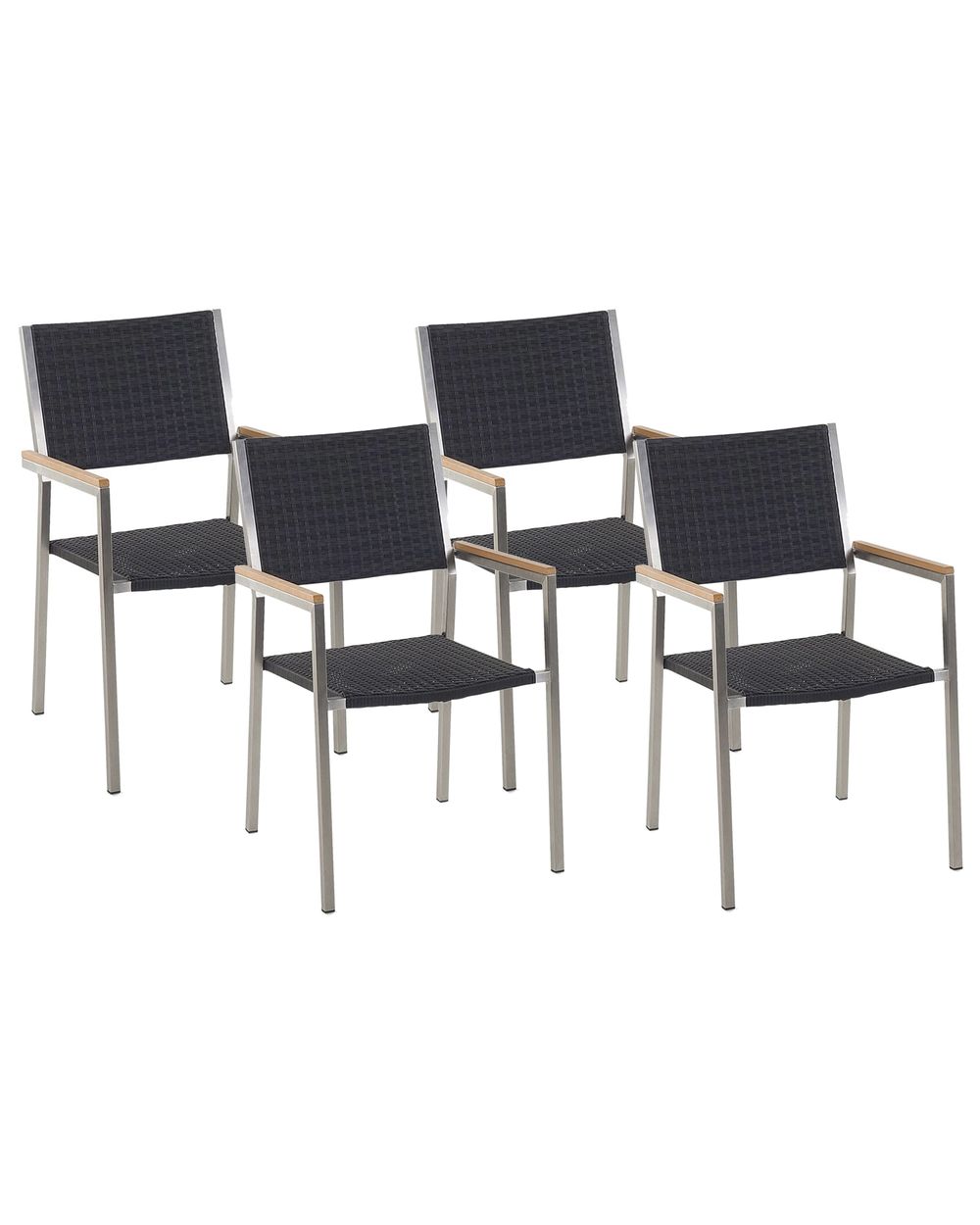 Set of 4 Garden Chairs GROSSETO PE Rattan Black