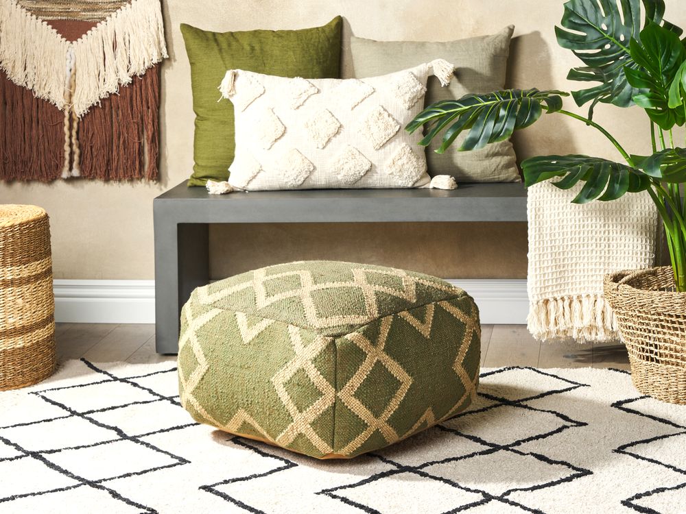 Pouffe GOPI Jute Green