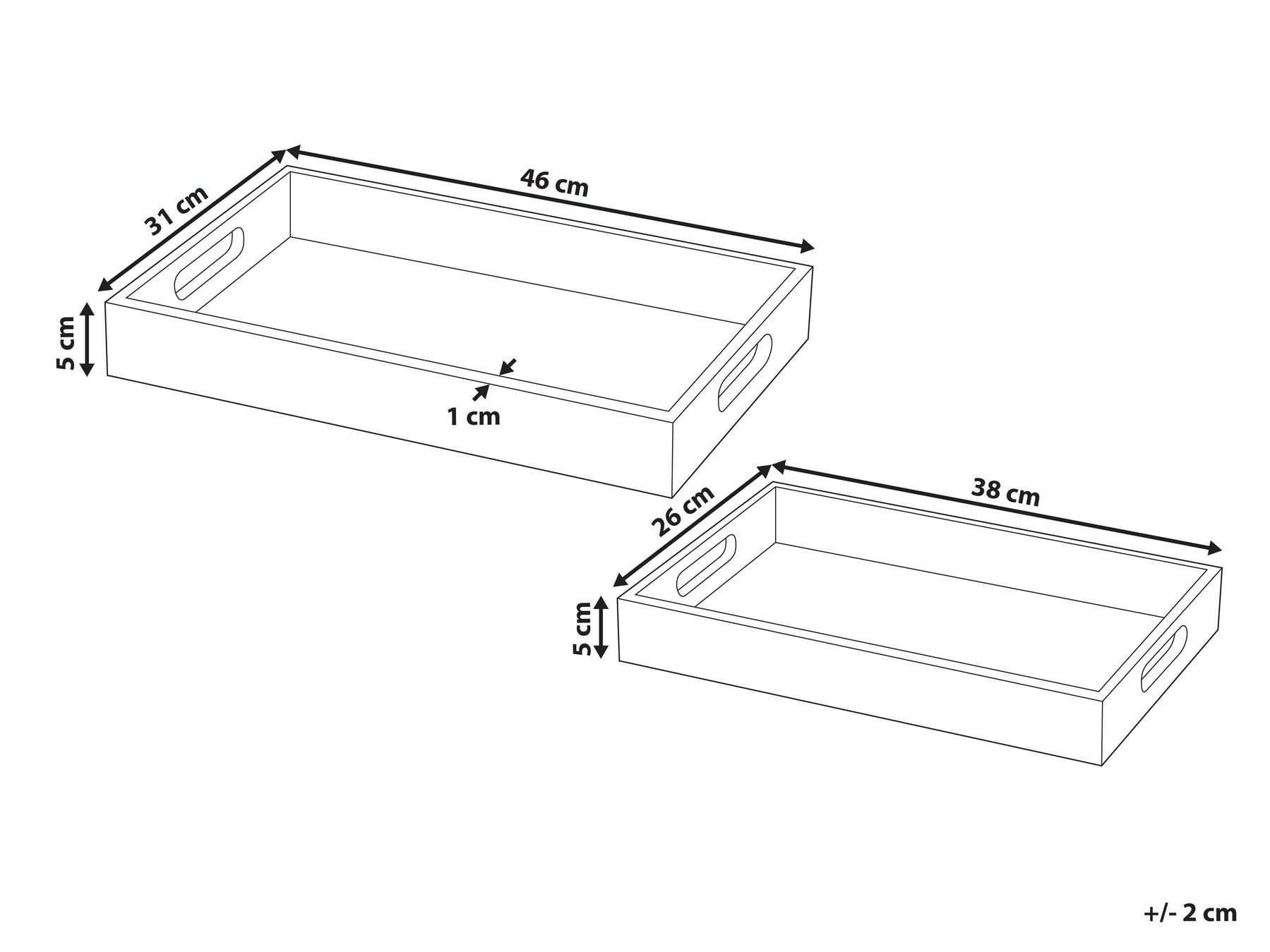 Set di 2 vassoi da portata QUENA Legno di mango Marrone chiaro_1003857