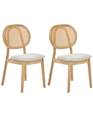 Conjunto de 2 cadeiras GAVIOTA Madeira Castanho claro/Creme_1090822