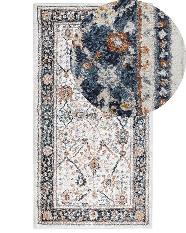 Teppich beige / blau orientalisches Muster 80 x 150 cm Kurzflor ARATES