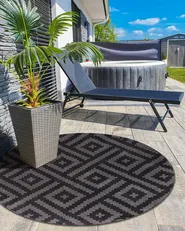 Outdoor Rug AJMER Black ø 160 cm_992304