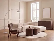 Sofa 3-Sitzer SALLA mit Ottomane Bouclé Beige_1169308