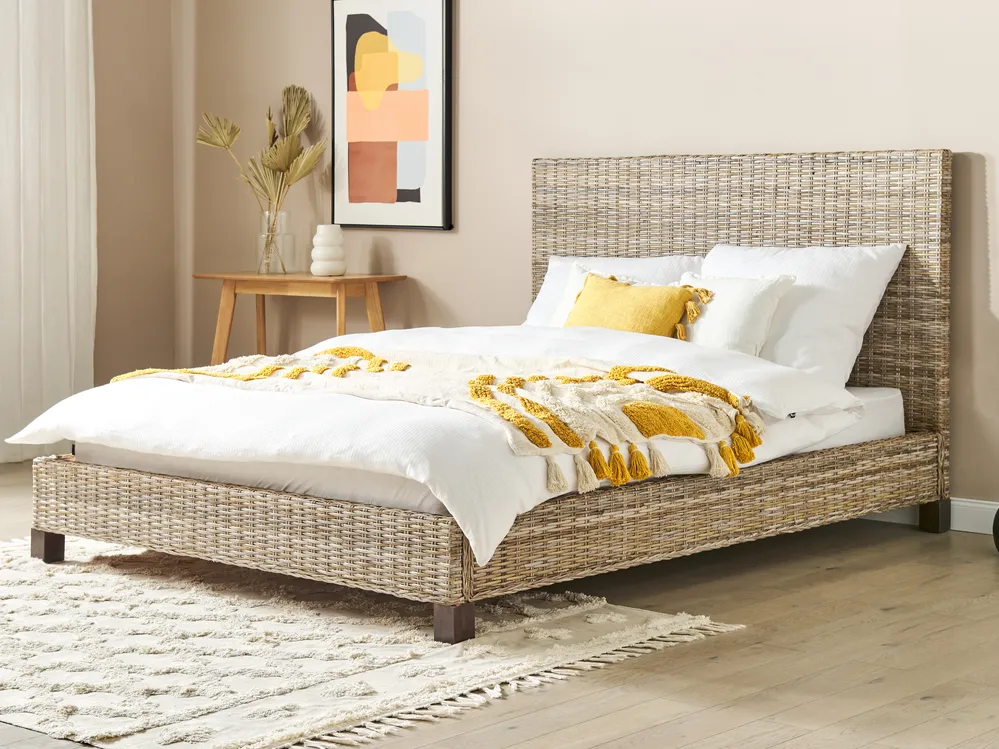 Beliani Cama Con Somier NOYERS 140 X 200 Cm Terciopelo Gris | Leroy Merlin
