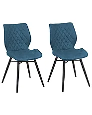 Lot de 2 chaises de salle à manger LISLE Tissu Bleu paon_1173874