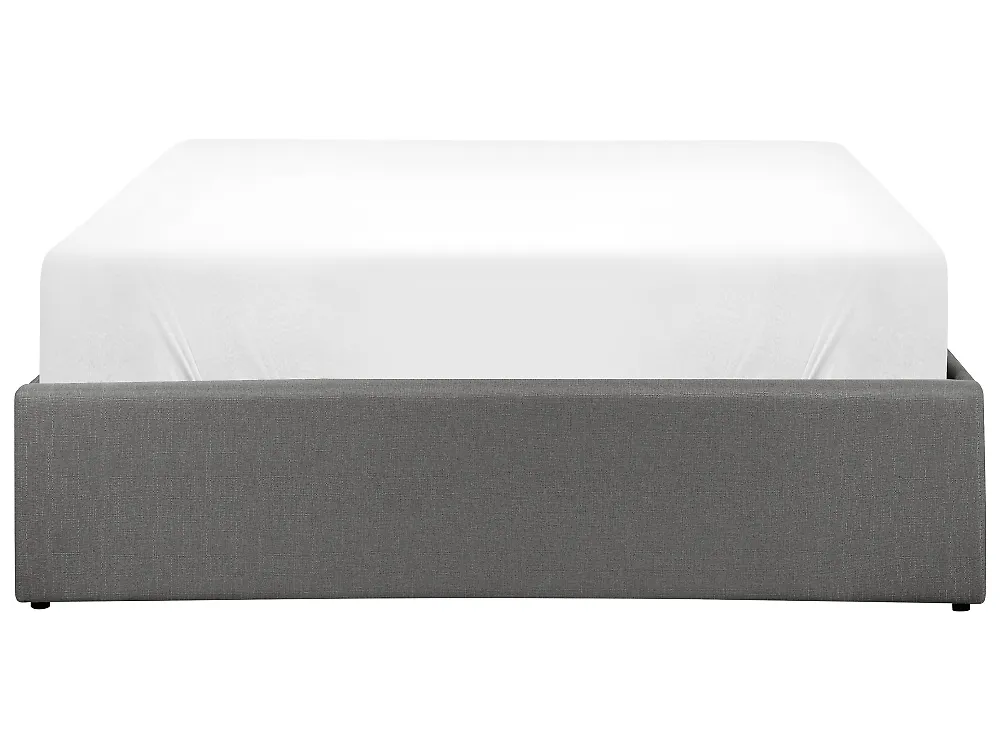 Bett mit Stauraum ohne Kopfteil DINAN Stoff Dunkelgrau 120 x 200 cm_1187447