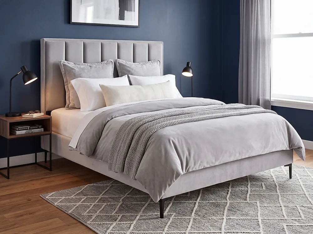 Ottoman Bed SEZANNE Velvet Light Grey 140 x 200 cm (EU Double)_1174993