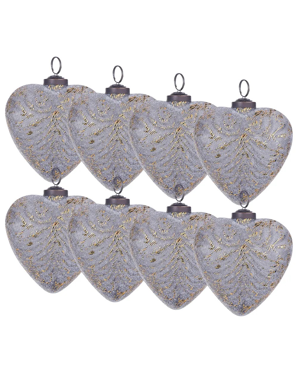 Set of 8 Baubles FERIABLE Glass Grey