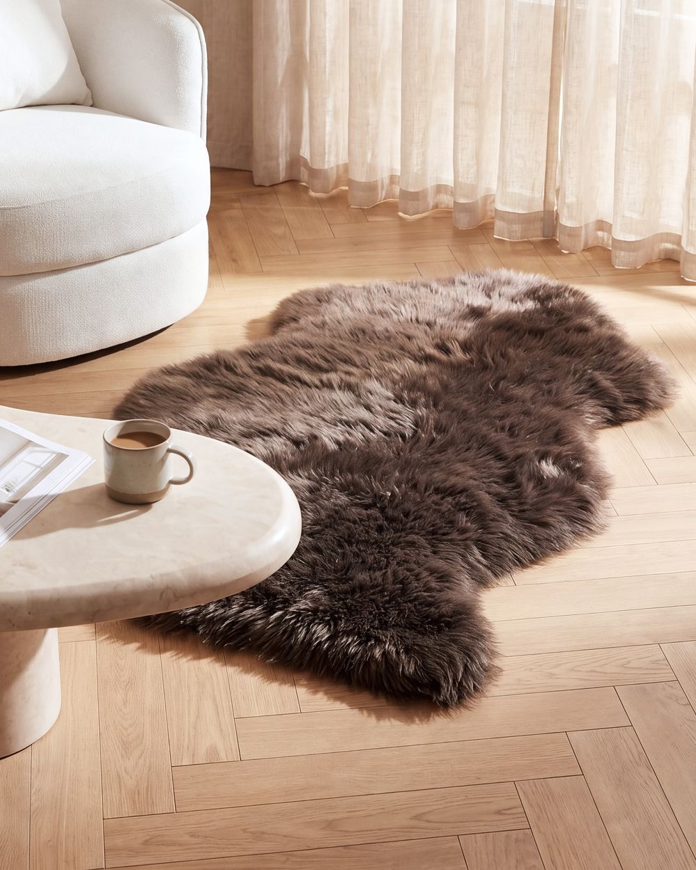 Faux Fur Rug MUNGO Brown 63 x 95 cm
