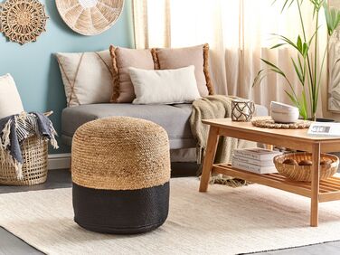 Jute Woven Pouffe Black DALAMA