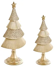 Set di 2 decorazioni natalizie ERVASTI 32/41 cm Albero di Natale Oro_1175733