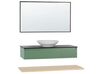 Mueble de baño con espejo verde/madera clara/negro ZARAGOZA_817214