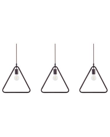 Conjunto de 3 candeeiros de teto triangulares de metal castanho JURUENA