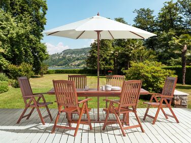 6 Seater Acacia Wood Garden Dining Set TOSCANA with Parasol (12 options)