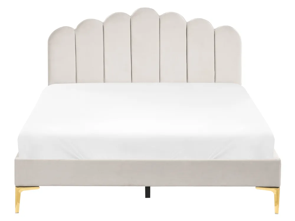 Bett mit Lattenrost Samtstoff SAUVIAN 160 x 200 cm Cremeweiss_1014473