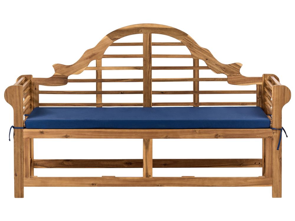 Garden Bench with Cushion MARLBORO 180 cm Acacia Wood Blue