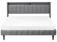 Łóżko LED BEAULIEU Ciemnoszary 160 x 200 cm Z portem USB ze schowkiem_993604