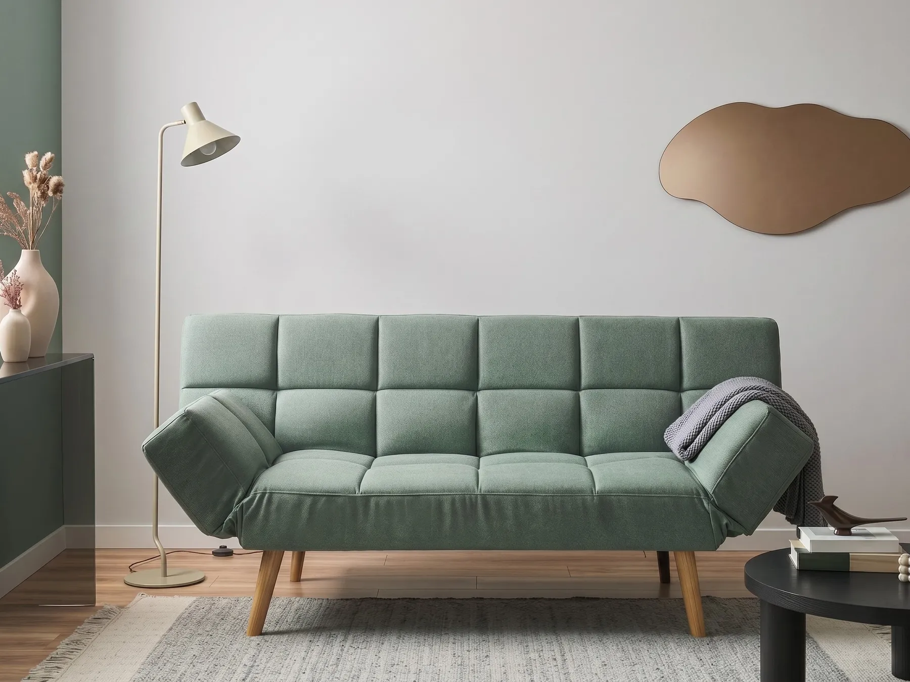 Sofa Bed 2 Seater INGARO Fabric Light Green_1067967