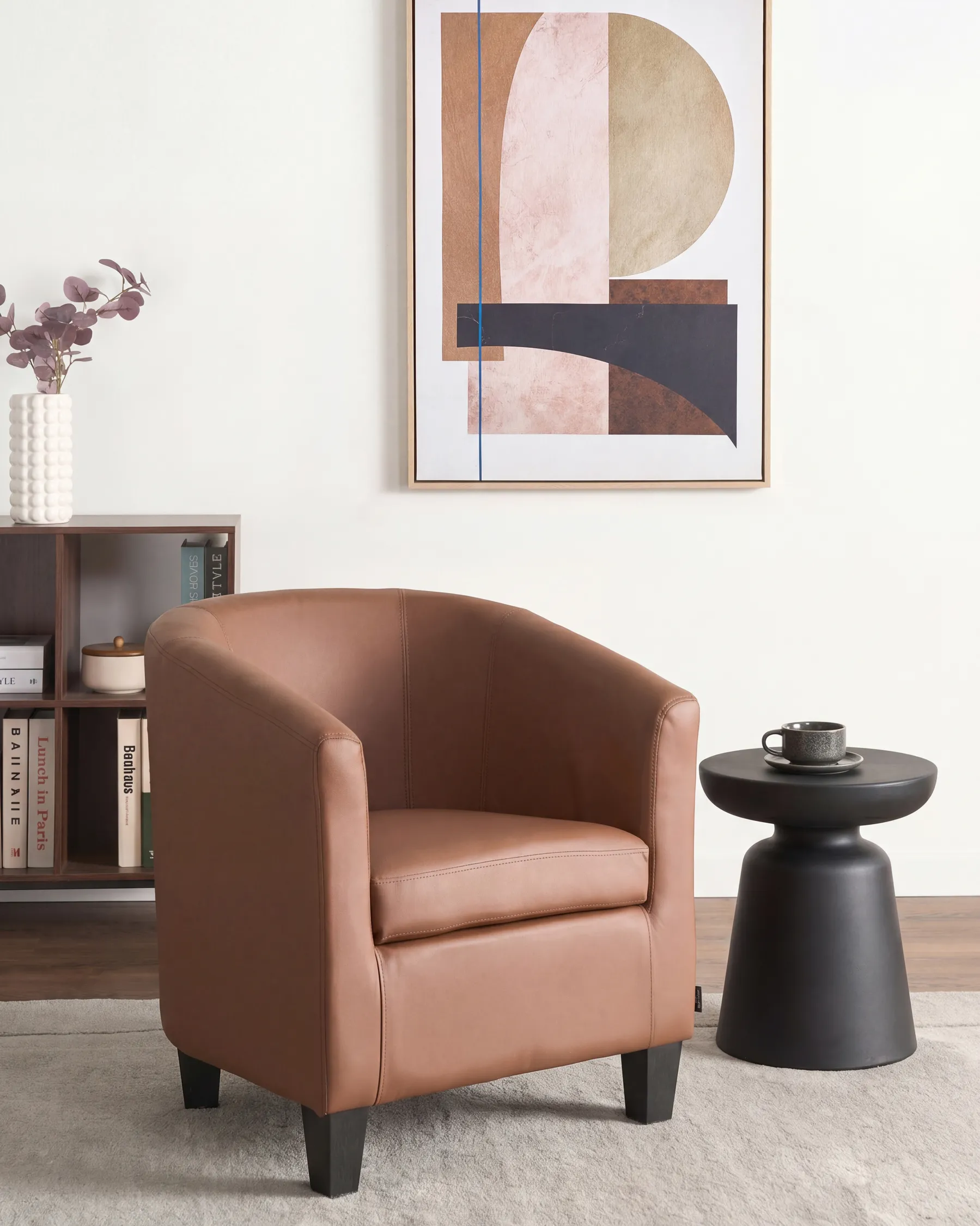Armchair BORWICK Faux Leather Brown_1069284