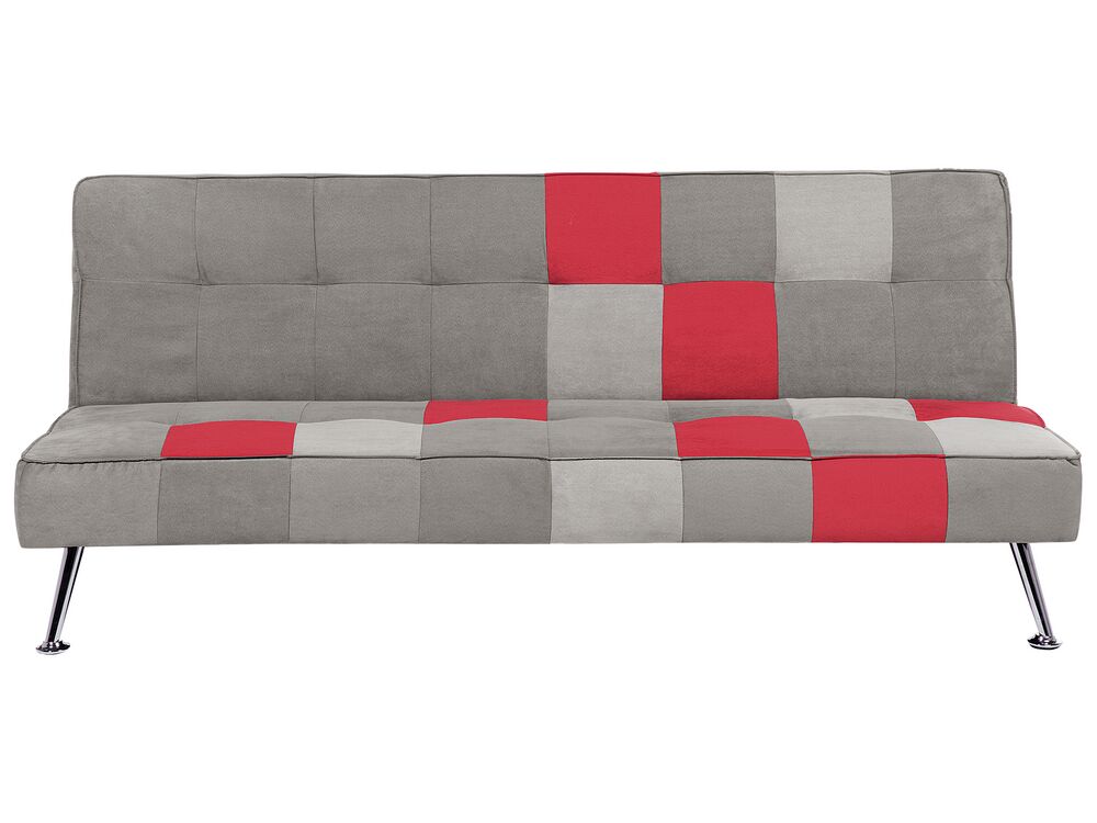 Sofa Bed 3 Seater OLSKER Velvet Light Grey