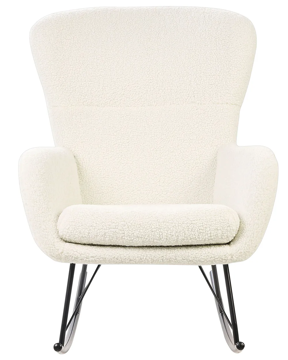 Fotel bujany boucle jasnobeżowy z czarnym ANASET_855449