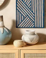 Wazon dekoracyjny ASAHAN 22 cm Rattan Naturalny_849865
