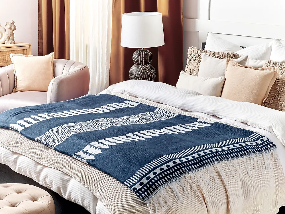 Blanket TARLAY Fabric 130 x 170 cm Blue_1183621