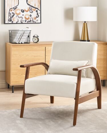 Faux Leather Armchair Off-White SKARA