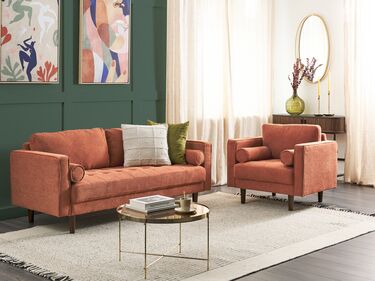 4 Seater Fabric Living Room Set Golden Brown NURMO