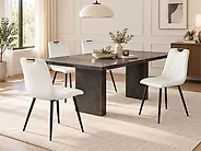 Set of 4 Dining Chairs ARGYLE Velvet Off-White_1184102