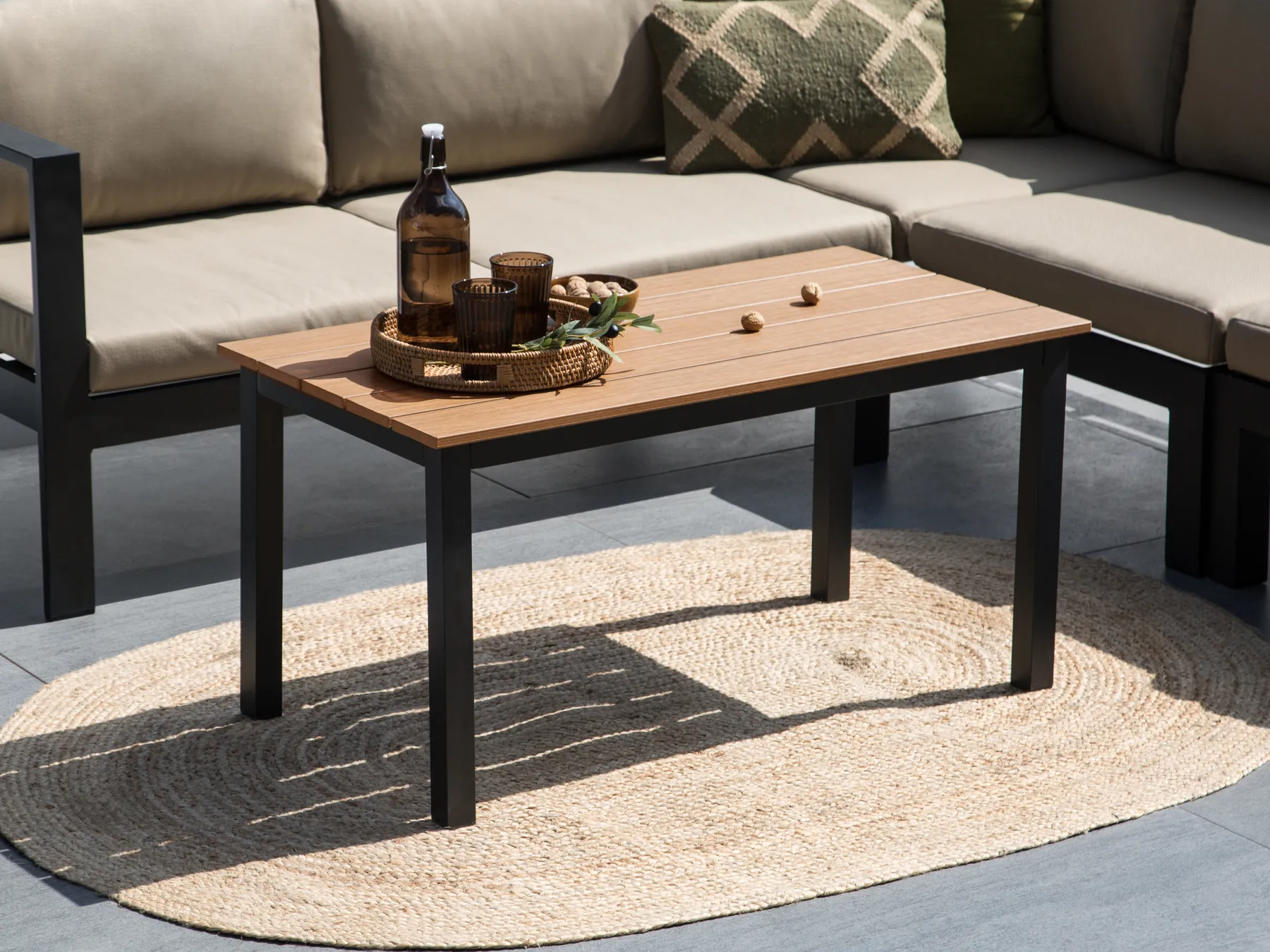 Garden Dining Table MESSINA 100 cm 52 cm Black_932069