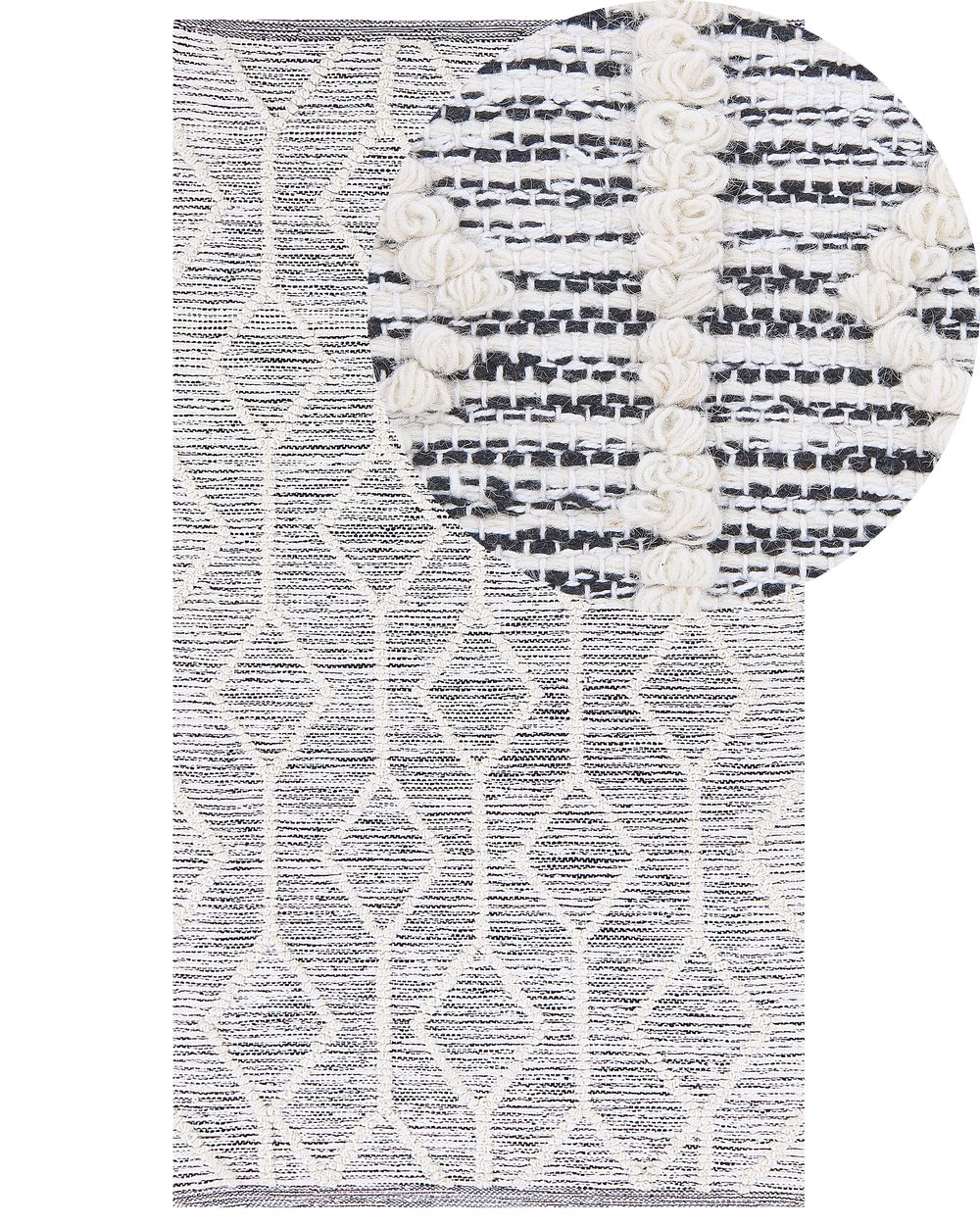 Rug EDREMIT Grey 80 x 150 cm Wool