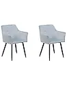 Conjunto de 2 sillas de comedor JASMIN Terciopelo Gris claro