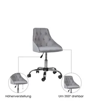Schreibtischstuhl PARRISH Samtstoff Grau_1071627