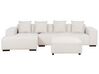 Høyrehånds hjørnesofa med ottoman kordfløyel Off-White LUNGO_898422