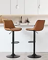 Set of 2 Bar Chairs DUBROVNIK Swivel Faux Leather Golden Brown