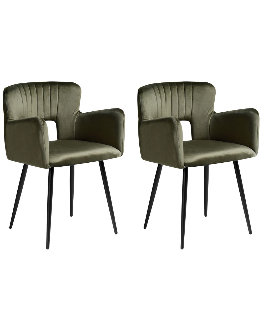 Set of 2 Dining Chairs SANILAC Velvet Olive Green