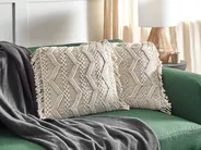 Set di 2 cuscini KIRIKKALE 45 x 45 cm Cotone Beige chiaro Trama geometrica_905441