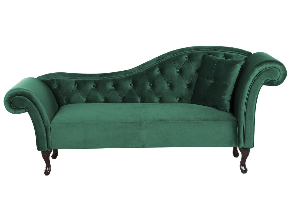 Chaise longue versione destra LATTES Velluto Verde scuro