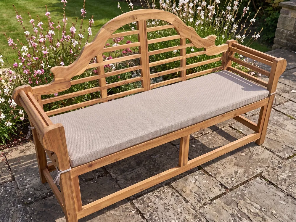 Garden Bench with Cushion MARLBORO 180 cm Acacia Wood Beige_1119105